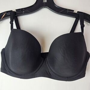 Wonderbra Womens 34D T Shirt Bra Black Underwire Smooth Molded Everyday Support